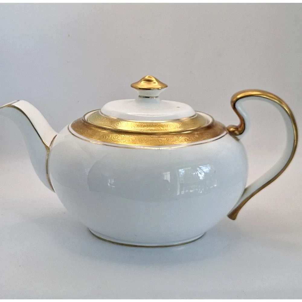 Vintage Aynsley Argosy 8360 Teapot England Bone China Heavy Gold Gilt Rare